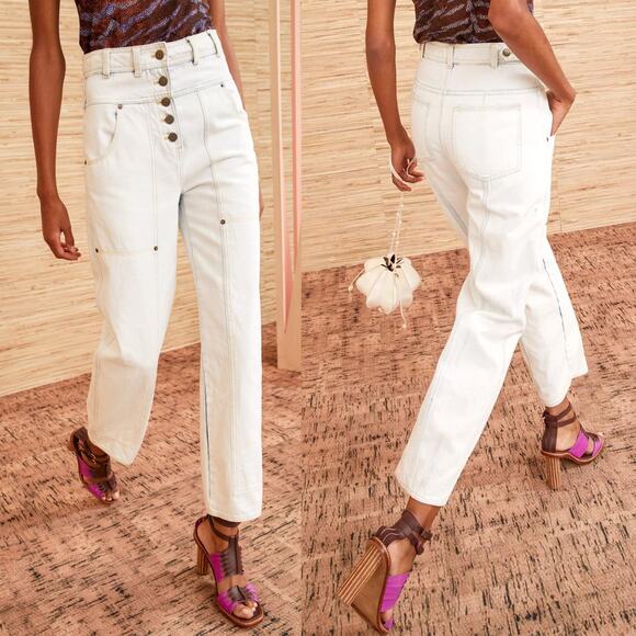 Ulla Johnson White Straight Leg Jeans - Picture 1 of 12